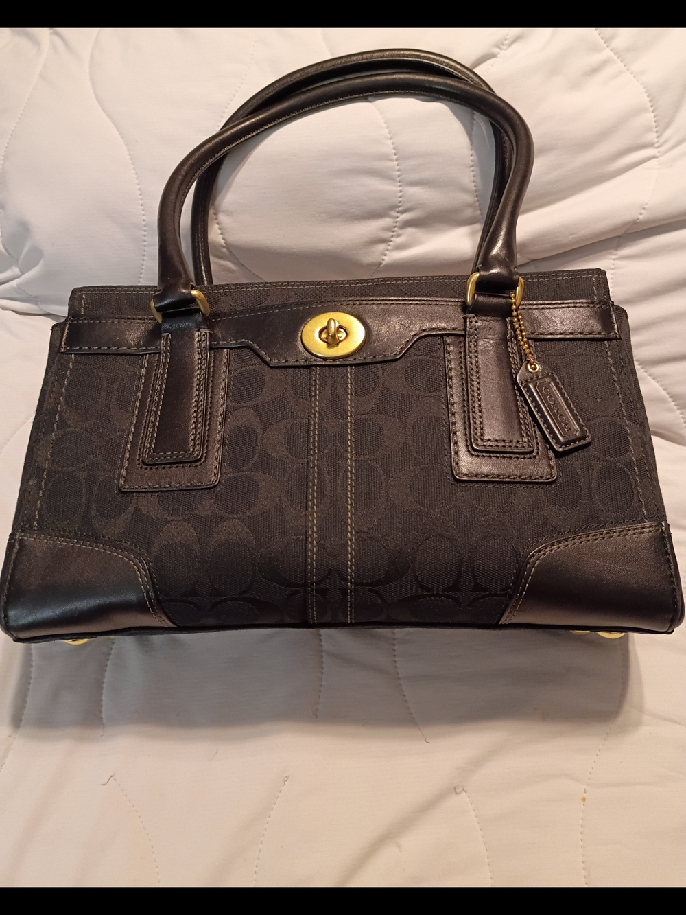 Vintage Coach Hampton Signature Medium Carryall Satchel Black 11062